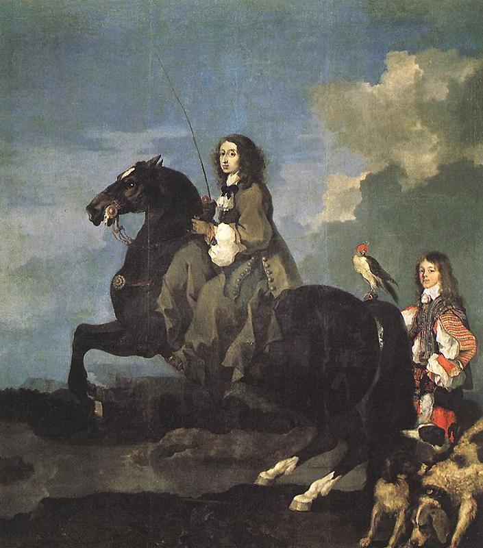 Bourdon, Sebastien Queen Christina of Sweden on Horseback oil painting picture